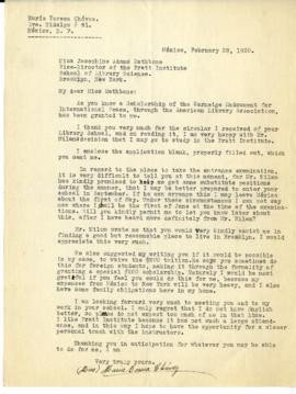 María Teresa Chávez correspondence to Josephine Adams Rathbone, 1930