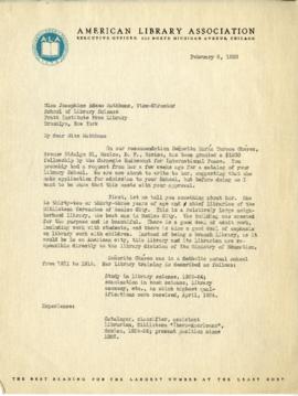 ALA correspondence to Pratt about María Teresa Chávez, 1930