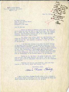 María Teresa Chávez correspondence to Wayne Shirley, 1948
